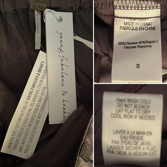 YOUNG FABULOUS & BROKE Finley Satin Cargo Pants Grey S NWT - Picture 9 of 10